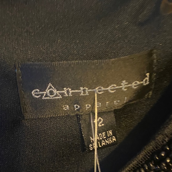 Connected Apparel Black Dress with Embellished Neckline - Picture 7 of 7